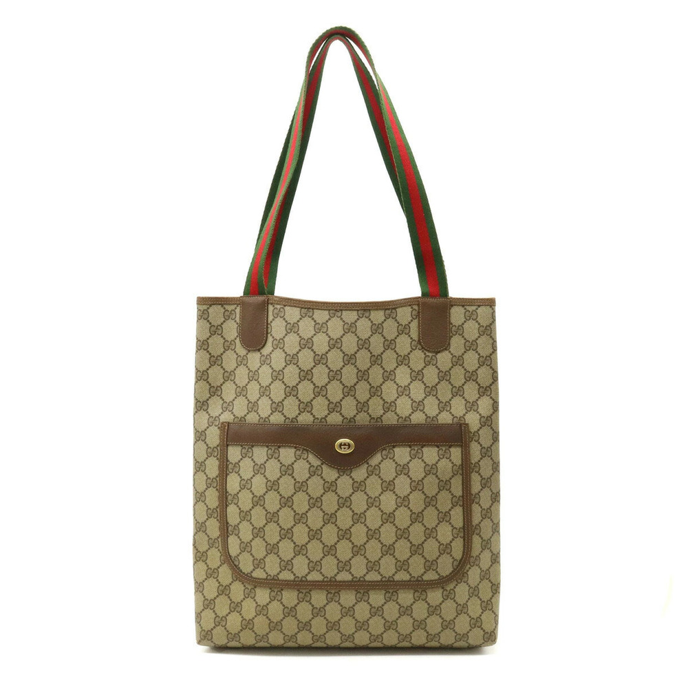 Gucci Sherry GG Plus Tote Bag Canvas Beige Brown Cream Brown
